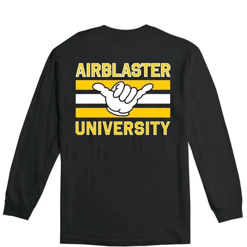 NEW AIRBLASTER UNIVERSITY BLACK CREWNECK LONG SLEEVE SZ LARGE L